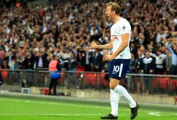 9th May 2018, Wembley Stadium, London England; EPL Premier League football, Tottenham Hotspur versus Newcastle United; Harry Kane of Tottenham Hotspur celebrates his goal making it 1-0 PUBLICATIONxINxGERxSUIxAUTxHUNxSWExNORxDENxFINxONLY ActionPlus12022749