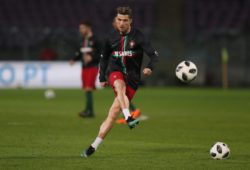 Cristiano Ronaldo of Portugal warms up