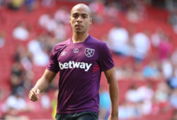 West Ham United midfielder Joao Mario (18) warms up before the Premier League match between Arsenal and West Ham United at the Emirates Stadium, London. Picture by Bennett Dean