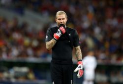 Loris Karius of Liverpool shows a look of dejection
