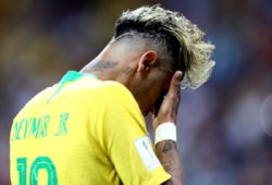 Neymar of Brazil looks dejected