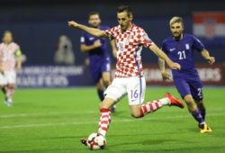 Zagreb, 9.11.2017. - Stadium Maksimir, FIFA World Cup WM Weltmeisterschaft Fussball 2018, Playoff for Final Tournament. Croatia (r/w) - Greece (blue) 4:1 // Nikola KALINIC (16) PUBLICATIONxNOTxINxCRO