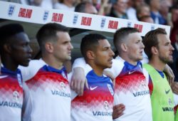 Football - 2018 International Friendly Länderspiel (pre-World Cup warm-up) - England vs. Costa Rica Danny Welbeck, Tom Heaton, Jake Livermore, Jack Butland and Harry Kane on the bench at Elland Road, Leeds. COLORSPORT/LYNNE CAMERON PUBLICATIONxNOTxINxUK