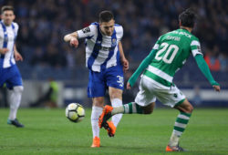 4.07475714 Porto's Portuguese defender Diogo Dalot (L) in action with Sporting's midfielder Bryan Ruiz (R) during the Premier League 2017/18, match between FC Porto and Sporting CP, at Dragao Stadium in Porto, Portugal on March 2, 2018. (Photo by Paulo Oliveira / DPI / NurPhoto/Sipa USA) 
IBL