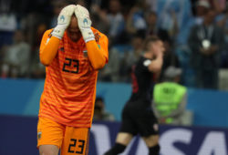 4.07624728 5548684 21.06.2018 Argentina's goalkeeper Wilfredo Caballero reacts after missing a goal during the World Cup Group D soccer match between Argentina and Croatia at the Nizhny Novgorod stadium, in Nizhny Novgorod, Russia, June 21, 2018. Mikhail Serbin / Sputnik 
IBL