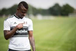 Jean Michael Seri poses for a photo after signing for Fulham