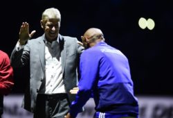 Arsene Wenger (Fifa98) et Thierry Henry (France98) FOOTBALL : France98 vs Fifa98 - Match de Legende - Paris - 12/06/2018 JBAutissier/Panoramic PUBLICATIONxNOTxINxFRAxITAxBEL