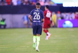 EAST RUTHERFORD, NJ - JULY 25: Manchester City forward Riyad Mahrez (26) during the first half of the International Champions Cup Soccer game between Liverpool and Manchester City on July 25, 2018 at Met Life Stadium in East Rutherford, NJ. (Photo by Rich Graessle/Icon Sportswire) SOCCER: JUL 25 International Champions Cup - Manchester City FC v Liverpool FC PUBLICATIONxINxGERxSUIxAUTxHUNxRUSxSWExNORxDENxONLY Icon0725188279