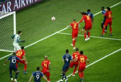 4.07652045 SAINT PETERSBURG, RUSSIA - JULY 10 : Samuel Umtiti defender of France   during the FIFA 2018 World Cup Russia Semi-Final match between France and Belgium at the Saint Petersburg Stadium on July 10, 2018 in Saint Petersburg, Russia, 10/07/18   
IBL