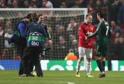 Cristiano Ronaldo of Real Madrid with Wayne Rooney of Manchester United at the End of the Game United Kingdom Manchester