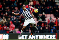 Jose Salomon Rondon of West Bromwich Albion and Steve Cook of Bournemouth.