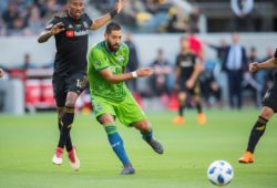 Mark-Anthony Kaye, Clint Dempsey
Los Angeles, Ca. - The Los Angeles Football Club vs the Seattle Sounders in the LAFC's first home game at the Banc of California Stadium. Final score LAFC 1, Seattle 0.