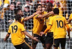 Willy Boly of Wolverhampton Wanderers  celebrates scoring the 1st goal