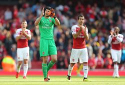 Petr Cech of Arsenal applauds the fans