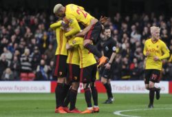 Watford v Bournemouth Premier League Kiko Femenia of Watford celebrates scoring his team s first goal with teammates during the Premier League match at Vicarage Road, Watford PUBLICATIONxNOTxINxUK Copyright: xAlexxBurstowx FIL-11579-0006