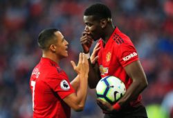 Manchester United ManU s Alexis Sanchez and Paul Pogba argue over the penalty during the Premier League match at Old Trafford Stadium, Manchester. Picture date 10th August 2018. Picture credit should read: Matt McNulty/Sportimage PUBLICATIONxNOTxINxUK