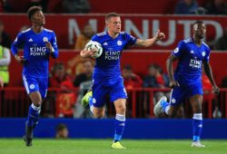Leicester City s Jamie Vardy celebrates after scoring his sides first goal during the Premier League match at Old Trafford Stadium, Manchester. Picture date 10th August 2018. Picture credit should read: Matt McNulty/Sportimage PUBLICATIONxNOTxINxUK