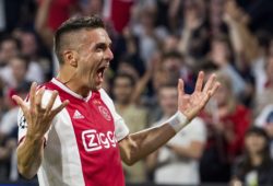 4.07691087 AMSTERDAM,  Netherlands, 22-08-2018, football, season 2018 / 2019, Champions League Play-offs , Johan Cruijff ArenA , Ajax player Dusan Tadic  celebrates the 3-1 during the match Ajax - Dynamo Kiev . final score 3-1 (Photo by Pro Shots/Sipa USA) 
IBL