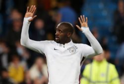 Yaya Toure of Manchester City waves bye to the fans