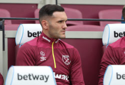 West Ham United striker Lucas Perez (27) during the Premier League match between West Ham United and Bournemouth at the London Stadium, London