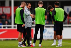 Gareth Southgate with England defenders Eric Dier, John Stones, Kyle Walker and Harry Maguire