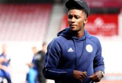 Demarai Gray of Leicester City looks at the pitch.