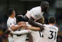 Romelu Lukaku of Manchester United celebrates his sides 2nd goal scored by  Chris Smalling of Manchester United