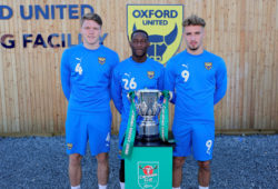 Shandon Baptiste, Rob Dickie and Sam Smith of Oxford United