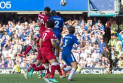 Football - 2017 / 2018 Premier League - Chelsea vs. Liverpool Dominic Solanke (Liverpool FC) rises high in the later stages of the game at Stamford Bridge COLORSPORT/DANIEL BEARHAM PUBLICATIONxNOTxINxUK csp_che_liv_060418_