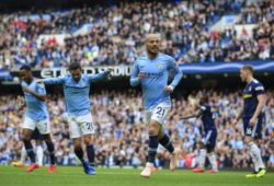 15th September 2018, Etihad Stadium, Manchester, England; EPL Premier League football, Manchester City versus Fulham; David Silva of Manchester City celebrates scoring in the 21st minute to make it 2-0 to City PUBLICATIONxINxGERxSUIxAUTxHUNxSWExNORxDENxFINxONLY ActionPlus12062502 ConorxMolloy