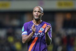 Vincent Kompany of Manchester City applauds the travelling fans during the Carabao Cup third round match between Oxford United and Manchester City at the Kassam Stadium, Oxford, England on 25 September 2018. PUBLICATIONxNOTxINxUK Copyright: xDavidxHornx PMI-2260-0052