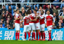 4.07719426 Granit Xhaka of Arsenal celebrates Arsenal's first goal (0-1) with teammates during the English championship Premier League football match between Newcastle United and Arsenal on September 15, 2018 at St James's Park in Newcastle, England - Photo Craig Doyle / ProSportsImages / DPPI 
IBL