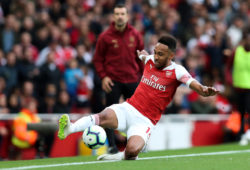 4.07729034 September 23, 2018 - London, United Kingdom - Pierre-Emerick Aubameyang of Arsenal attempts to keep the ball in play during the Premier League match at the Emirates Stadium, London. Picture date 23rd September 2018. Picture credit should read: James Wilson/Sportimage/Cal Sport Media/Sipa USA(Credit Image: © James Wilson/CSM/Sipa USA) 
IBL