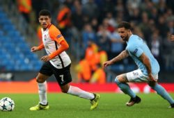 Taison of Shakhtar Donetsk and Kyle Walker of Manchester City