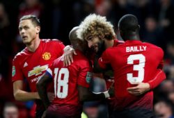 Marouane Fellaini of Manchester United celebrates scoring the 2nd goal