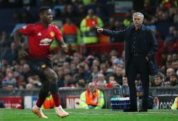 Manchester United manager Jose Mourinho issues instructions behind Paul Pogba