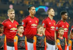 Bern, Schweiz 19.09.2018, UEFA Champions League - 2018/19 Season, Vorrunde, Gruppenphase - Gruppe H - 1. Spieltag, BSC Young Boys - Manchester United ManU Luke Shaw (MAN), Chris Smalling (MAN), Nemanja Matic (MAN), Marcus Rashford (MAN) ( DeFodi048 *** Berne Switzerland 19 09 2018 UEFA Champions League 2018 19 Season Preliminary Round Group Stage Group H 1 Gameday BSC Young Boys Manchester United Luke Shaw MAN Chris Smalling MAN Nemanja Matic MAN Marcus Rashford MAN DeFodi048