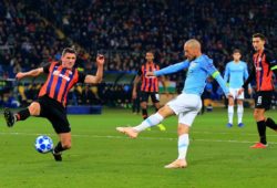 David Silva of Manchester City scores the opening goal