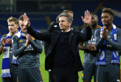 Claude Puel manager of Leicester acknowledges the fans
