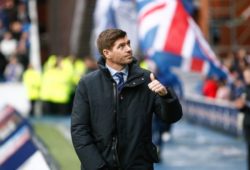 Rangers Manager Steven Gerrard gives the fans the thumbs up during the Ladbrokes Scottish Premiership match between Rangers and Motherwell at Ibrox, Glasgow