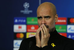 Manchester City Manager, Pep Guardiola during a Manchester City Press Conference at the Groupama Stadium on 26th November 2018