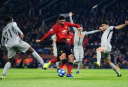 Manchester United ManU s Marouane Fellaini scores a late goal to make it 1-0 during the UEFA Champions League match at Old Trafford, Manchester. Picture date 27th November 2018. Picture credit should read: Matt McNulty/Sportimage PUBLICATIONxNOTxINxUK