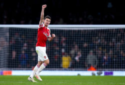 Laurent Koscielny of Arsenal waves to the crowd as he is substituted