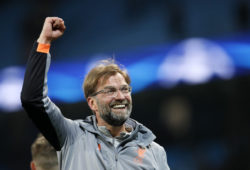 4.07555989 April 10, 2018 - Manchester, United Kingdom - Liverpool''s Jurgen Klopp celebrates at the final whistle during the Champions League Quarter Final 2nd Leg match at the Etihad Stadium, Manchester. Picture date: 10th April 2018. Picture credit should read: David Klein/Sportimage/Cal Sport Media/Sipa USA(Credit Image: © David Klein/CSM/Sipa USA) 
IBL