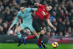 Matteo Darmian of Manchester United and Hector Bellerin of Arsenal