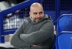 Manchester City Manager Pep Guardiola on the bench before the start of the match