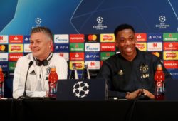 Manchester United manager Ole Gunnar Solskjaer during the press conference with Anthony Martial