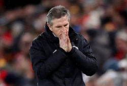 FILE PHOTO: Soccer Football - Premier League - Liverpool v Leicester City - Anfield, Liverpool, Britain - January 30, 2019  Leicester City manager Claude Puel reacts          Action Images via Reuters/Carl Recine/File Photo  EDITORIAL USE ONLY. No use with unauthorized audio, video, data, fixture lists, club/league logos or "live" services. Online in-match use limited to 75 images, no video emulation. No use in betting, games or single club/league/player publications.  Please contact your account representative for further details.