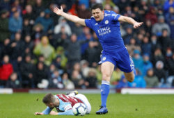 Soccer Football - Premier League - Burnley v Leicester City - Turf Moor, Burnley, Britain - March 16, 2019  Leicester City's Harry Maguire fouls Burnley's Johann Berg Gudmundsson resulting in him being sent off  Action Images via Reuters/Craig Brough  EDITORIAL USE ONLY. No use with unauthorized audio, video, data, fixture lists, club/league logos or "live" services. Online in-match use limited to 75 images, no video emulation. No use in betting, games or single club/league/player publications.  Please contact your account representative for further details.