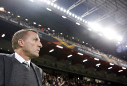 Celtic coach Brendan Rodgers looks on prior to the Europa League round of 32,second leg, soccer match between Valencia cf and Celtic cf at the Mestalla stadium in Valencia, Spain, Thursday, Feb. 21, 2019. (AP Photo/Alberto Saiz)